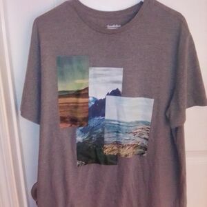 Men's Goodfellow & Co. Gray Shrt Slv. Cliff, Mtn, Dessert & Bleach Scene Sz XL